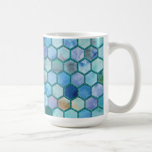 Luxury Aqua Blue Wabenmuster Kaffeetasse