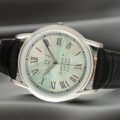 Luxury Aqua Marbled Men's Black Leather Strap Armbanduhr