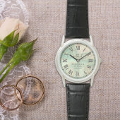 Luxury Aqua Marbled Men's Black Leather Strap Armbanduhr