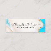 Luxury Aqua und Gold Marble Holographic Salon Mini Visitenkarte (Vorderseite)