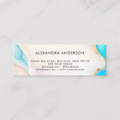 Luxury Aqua und Gold Marble Holographic Salon Mini Visitenkarte (Rückseite)