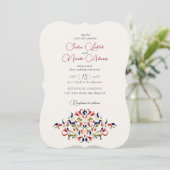 Luxury Artistic Floral Paisley Foto Wedding Einladung (Stehend Vorderseite)