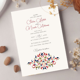 Luxury Artistic Floral Paisley Foto Wedding Einladung