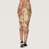 Luxury Athleisure: Golden Red Ornate Full-Length L Leggings (Rückseite)