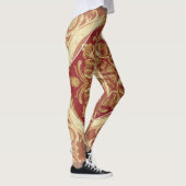 Luxury Athleisure: Golden Red Ornate Full-Length L Leggings (Rechts)