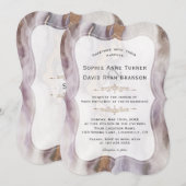 Luxury Aurum Lila Marble Wedding Einladung (Vorne/Hinten)