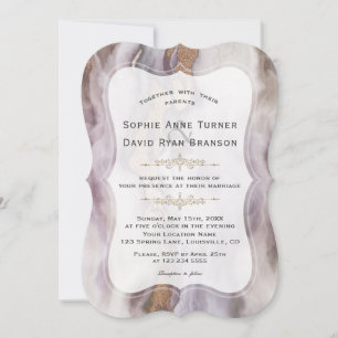 Luxury Aurum Lila Marble Wedding Einladung