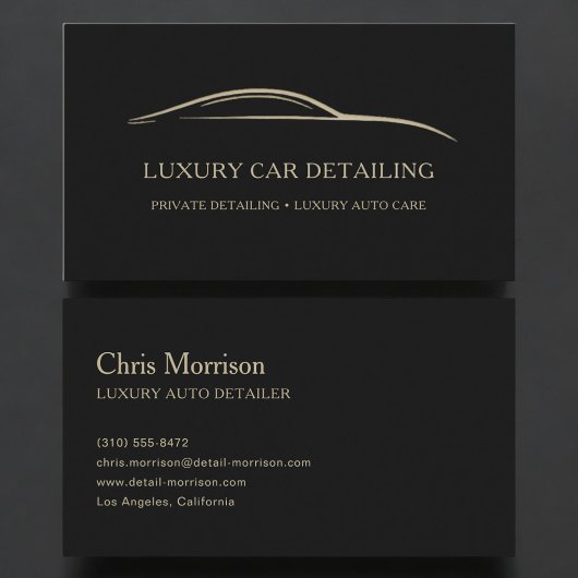 Luxury Auto Detailing Black & Gold Visitenkarte