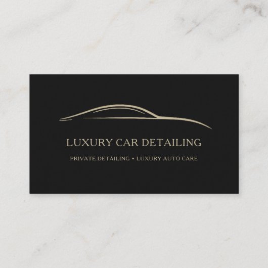 Luxury Auto Detailing QR Code Black & Gold Visitenkarte (Vorderseite)