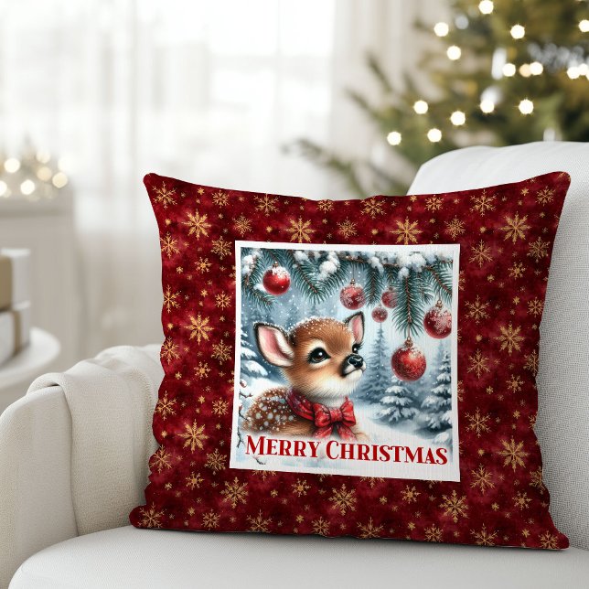 Luxury Baby Deer Snowy Forest Kids Gift Christmas  Kissen (Luxury Baby Deer Snowy Forest Kids Gift Christmas Pillow

)