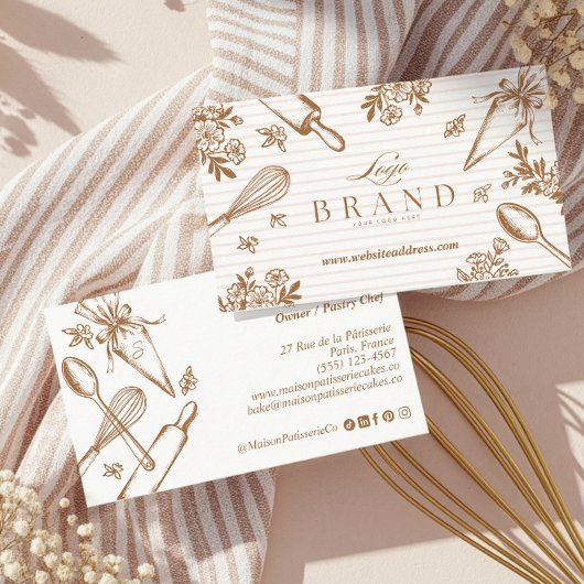 Luxury Baking Utensil Pastry Cake Bakery Shop Logo Visitenkarte