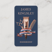 Luxury Barber Studio Modern Barbershop Navy Blue Visitenkarte (Vorderseite)