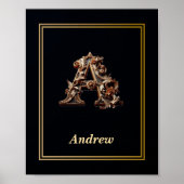 Luxury Baroque Letter A Monogram Poster  (Vorne)