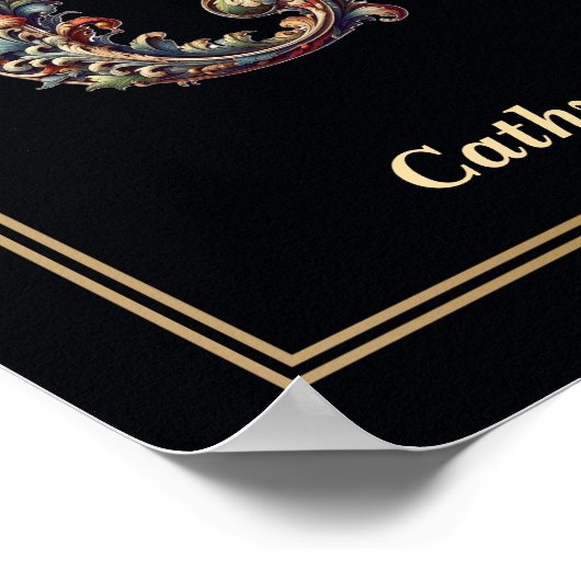 Luxury Baroque Letter C Monogram Poster  (Ecke)