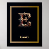 Luxury Baroque Letter E Monogram Poster  (Vorne)