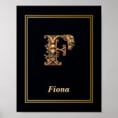 Luxury Baroque Letter F Monogram Poster  (Vorne)