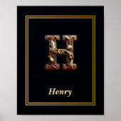 Luxury Baroque Letter H Monogram Poster  (Vorne)