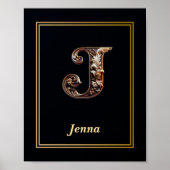 Luxury Baroque Letter J Monogram Poster  (Vorne)