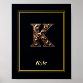 Luxury Baroque Letter K Monogram Poster  (Vorne)