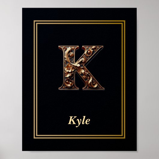 Luxury Baroque Letter K Monogram Poster  (Vorne)