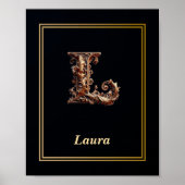 Luxury Baroque Letter L Monogram Poster  (Vorne)