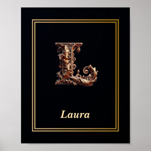 Luxury Baroque Letter L Monogram Poster  (Vorne)