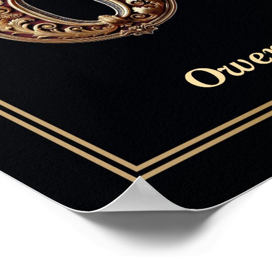 Luxury Baroque Letter O Monogram Poster  (Ecke)