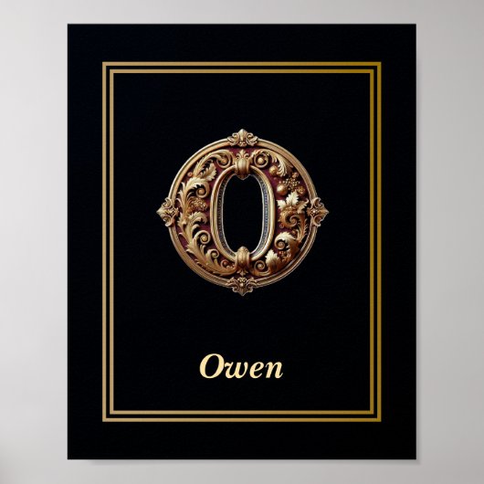 Luxury Baroque Letter O Monogram Poster  (Vorne)