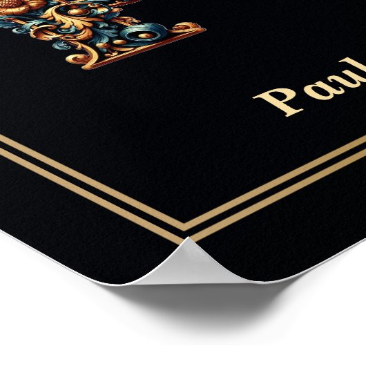 Luxury Baroque Letter P Monogram Poster  (Ecke)