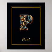 Luxury Baroque Letter P Monogram Poster  (Vorne)