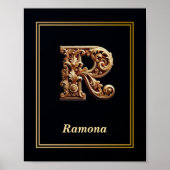 Luxury Baroque Letter R Monogram Poster  (Vorne)
