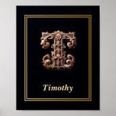 Luxury Baroque Letter T Monogram Poster  (Vorne)