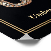 Luxury Baroque Letter U Monogram Poster  (Ecke)