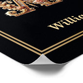 Luxury Baroque Letter W Monogram Poster  (Ecke)