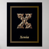 Luxury Baroque Letter X Monogram Poster  (Vorne)