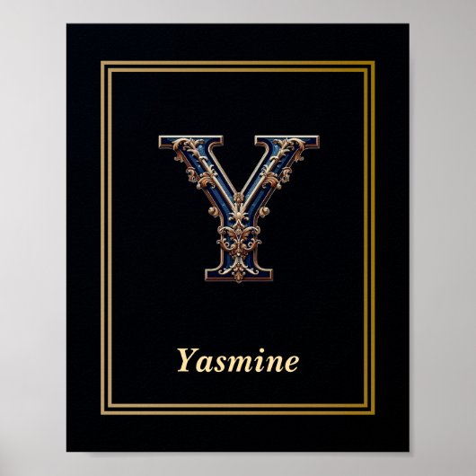 Luxury Baroque Letter Y Monogram Poster  (Vorne)