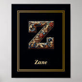Luxury Baroque Letter Z Monogram Poster (Vorne)