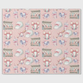 Luxury Baseball Girl Birthday Light Pink Geschenkpapier (Flach)