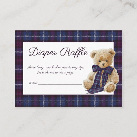 Luxury Bear Baby Shower Diaper Raffle Begleitkarte (Vorderseite)