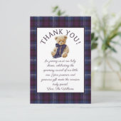 Luxury Bear Bow Bow Baby Shower  Dankeskarte (Stehend Vorderseite)