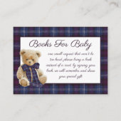 Luxury Bear Plaid Bow Baby Shower Book Request Begleitkarte (Vorderseite)