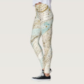 Luxury, Beautiful Gold Beigi Soft Blue Pattern Leggings (Links)