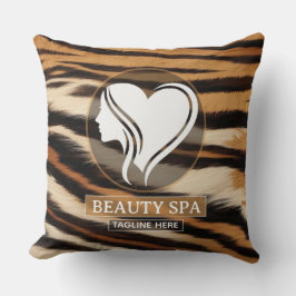 Luxury Beauty Spa Logo Elegant Tiger Print Salon  Kissen