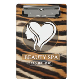 Luxury Beauty Spa Logo Elegant Tiger Print Salon  Mini Klemmbrett