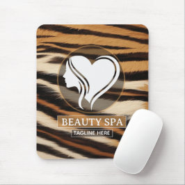 Luxury Beauty Spa Logo Elegant Tiger Print Salon  Mousepad