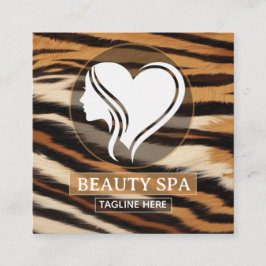 Luxury Beauty Spa Logo Elegant Tiger Print Salon  Quadratische Visitenkarte