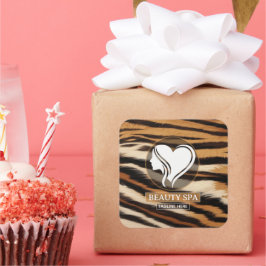 Luxury Beauty Spa Logo Elegant Tiger Print Salon  Quadratischer Aufkleber