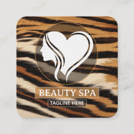Luxury Beauty Spa Logo Elegant Tiger Print Salon  Terminkarte