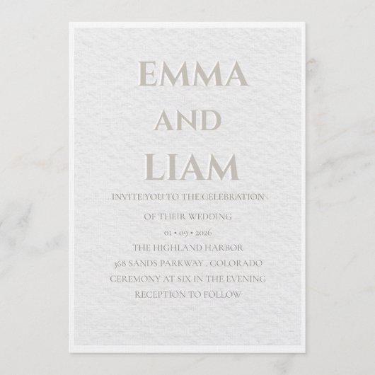 Luxury Beige & Gold Wedding Invitation | Elegant M Einladung (Vorderseite)
