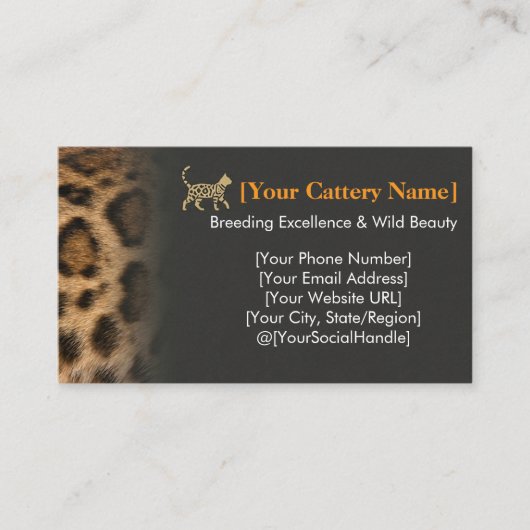 Luxury Bengal Cat Cattery Customizable  Visitenkarte (Vorderseite)
